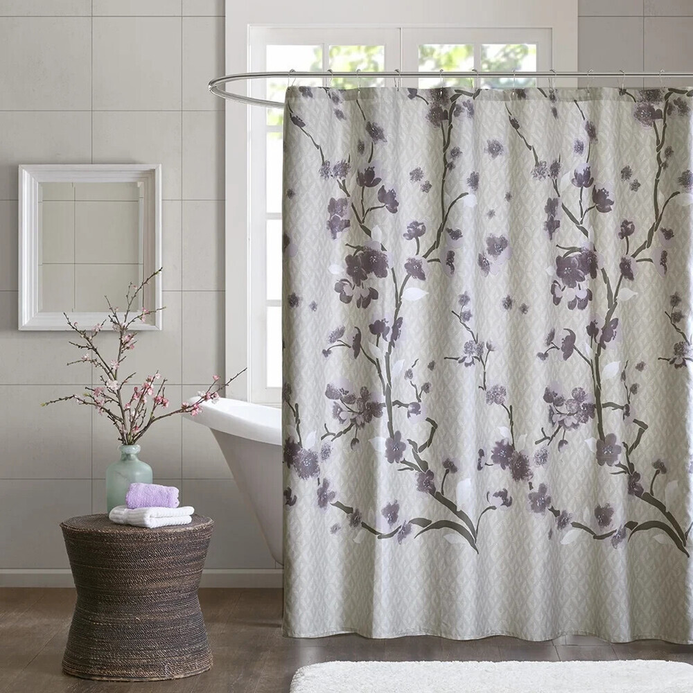 Madison Park Holly MP70-4172 Shower Curtain 72x72" Purple Floral Cotton BED28